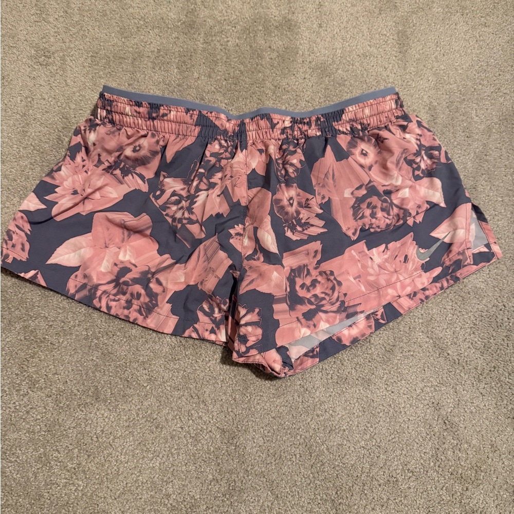 Nike Pink and Blue Floral Athletic Shorts